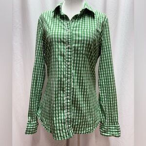 Banana Republic Soft-Wash green and white gingham button down shirt women’s M